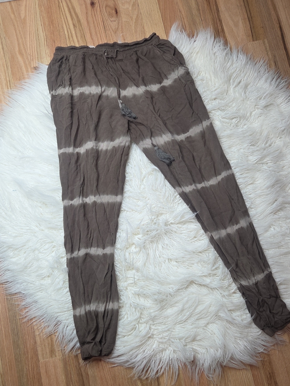 8easel Brown Tie-Dye Elastic Waist Women’s Joggers Sz S
